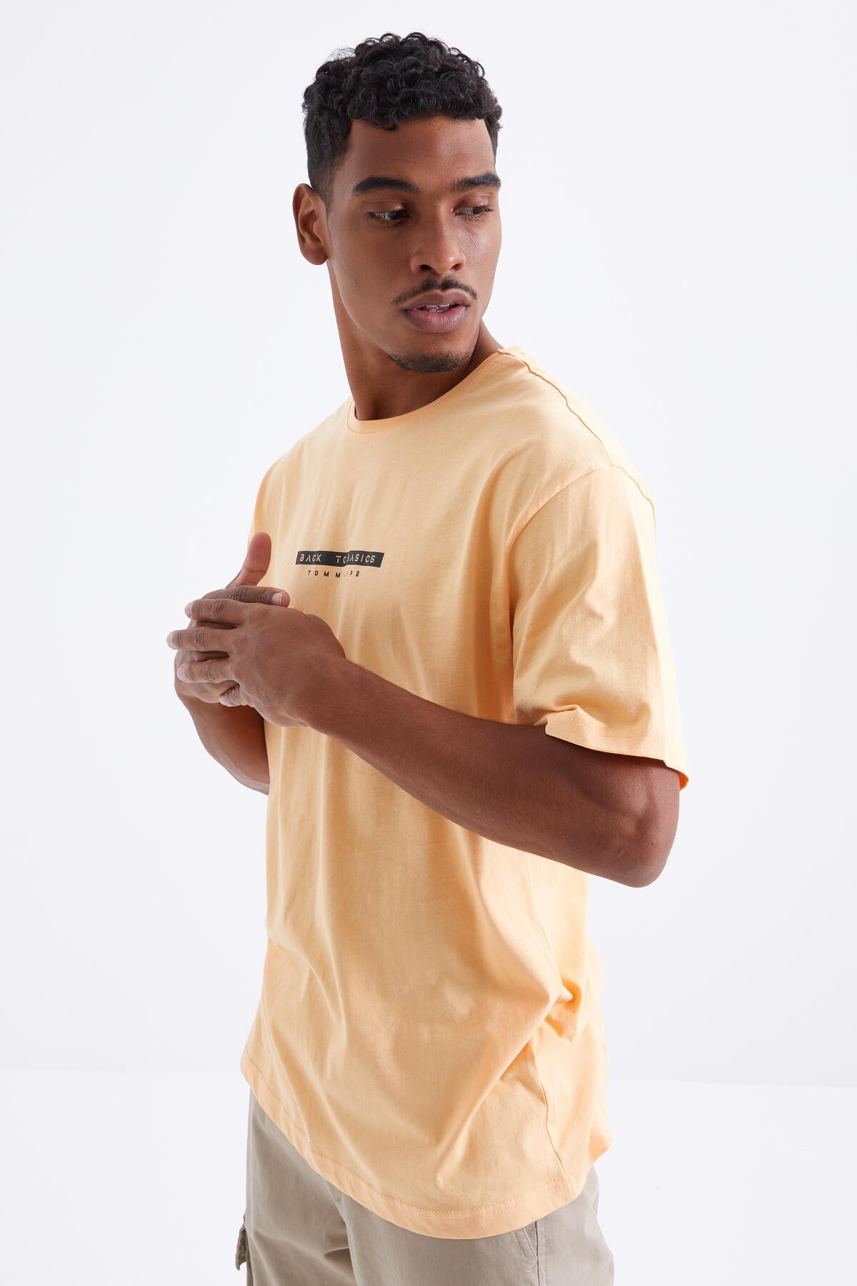Melon Inside Back Print O Collar Men's Oversize T-Shirt - 88100