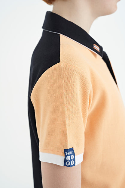 Melon Inner Collar Chest Embroidery Detailed Standard Pattern Polo Collar Boys T-Shirt - 11139