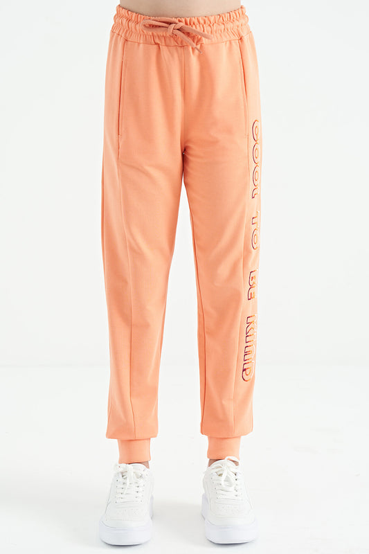 Melon Inner Side Lettering Embroidered Laced Standard Fit Jogger Girls Tracksuit Bottom - 75123