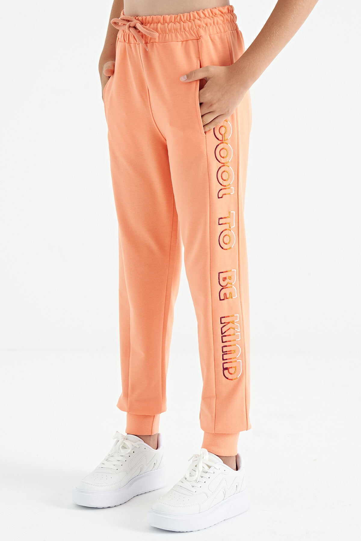 Melon Inner Side Lettering Embroidered Laced Standard Fit Jogger Girls Tracksuit Bottom - 75123