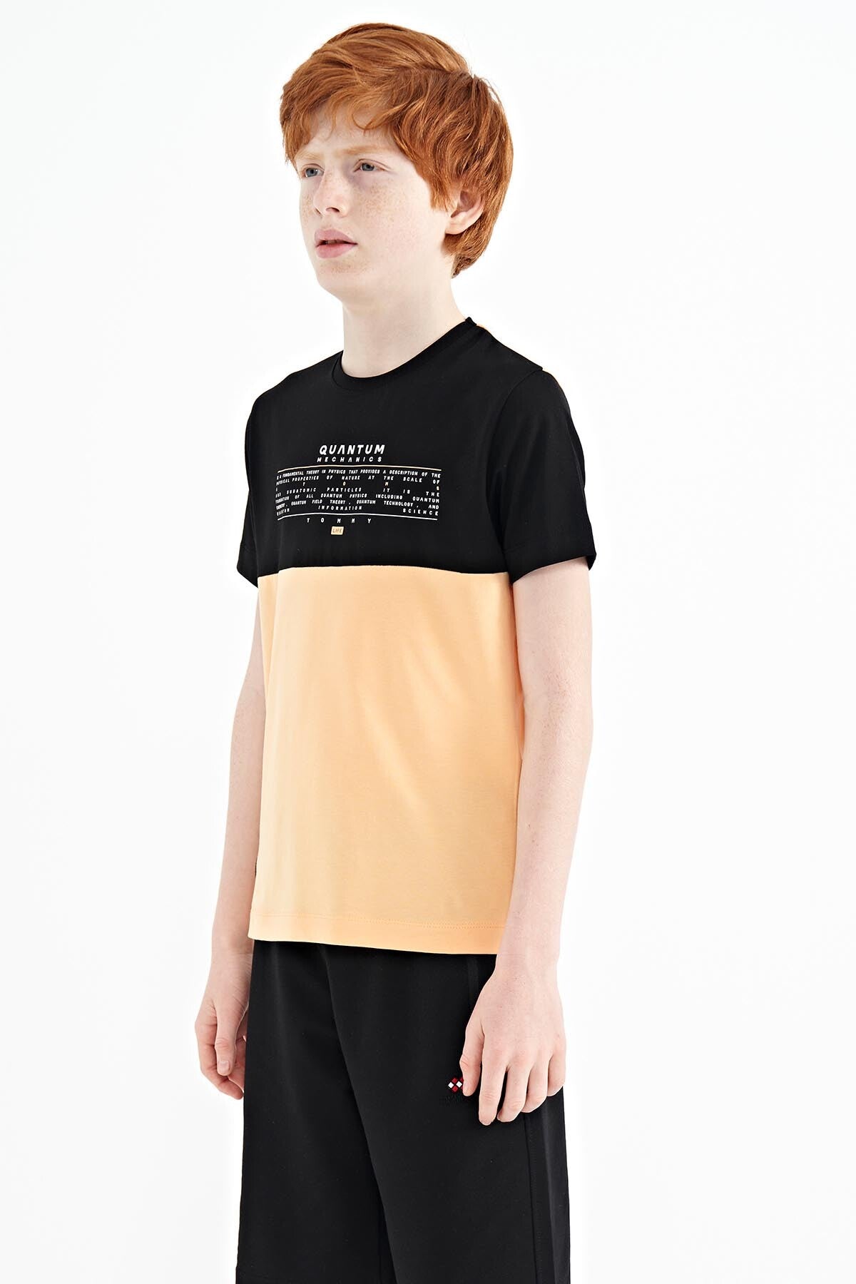 Melon Inside Print Color Block Standard Fit O Collar Boys T-Shirt - 11134