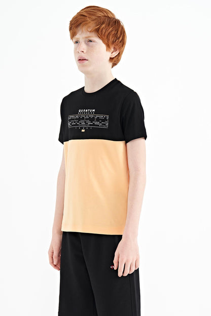 Melon Inside Print Color Block Standard Fit O Collar Boys T-Shirt - 11134