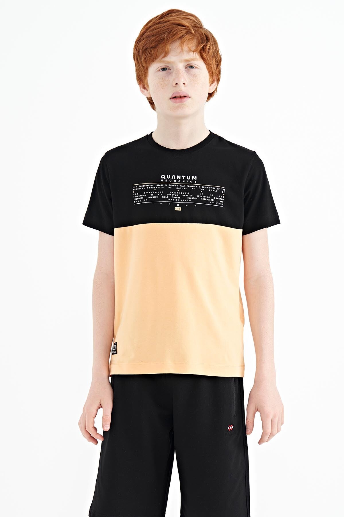 Melon Inside Print Color Block Standard Fit O Collar Boys T-Shirt - 11134