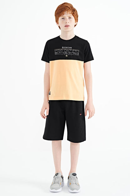 Melon Inside Print Color Block Standard Fit O Collar Boys T-Shirt - 11134