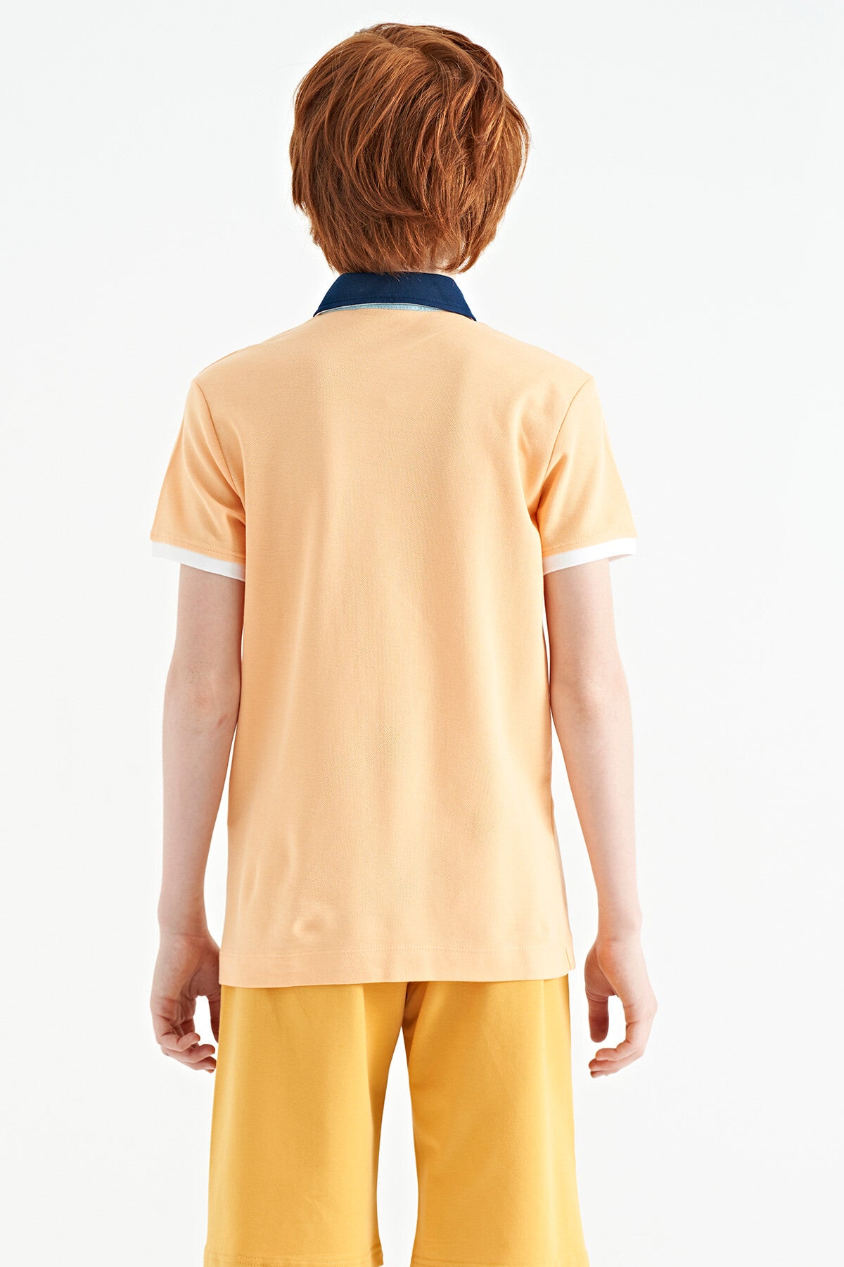 Melon Inner Writing Embroidery Detailed Standard Template Polo Collar Boys T-Shirt - 11085