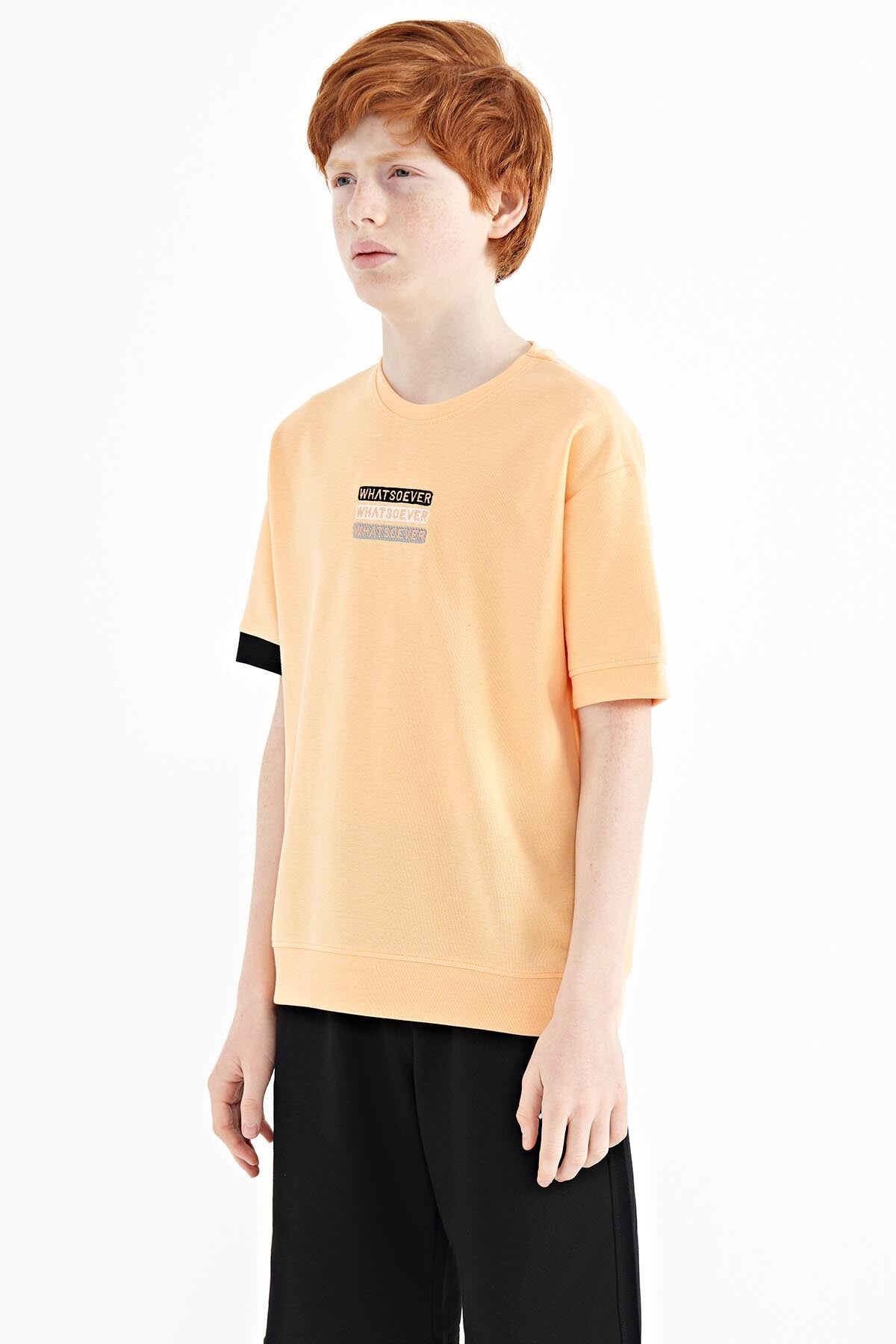 Oversize boys T-Shirt - 11146 with embroidered O Collar in the inside of the jacket