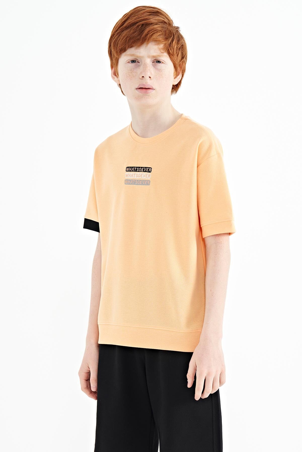 Oversize boys T-Shirt - 11146 with embroidered O Collar in the inside of the jacket