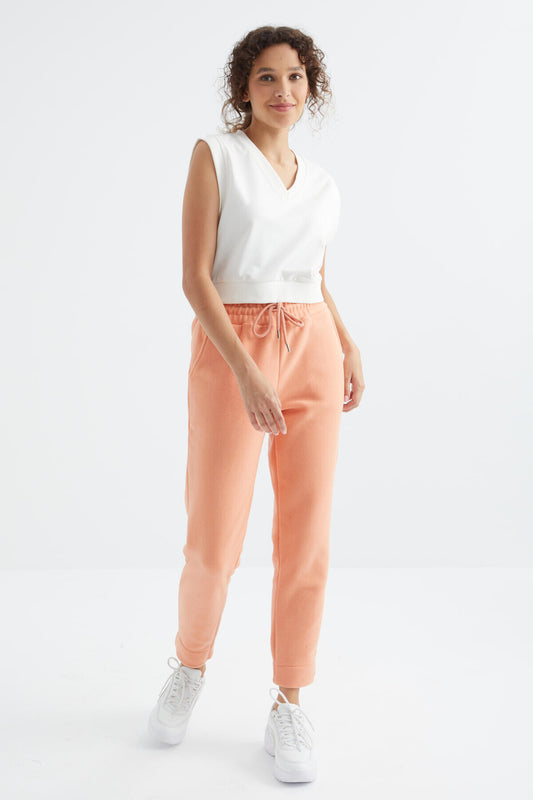 Melon Inner Rise Waist Comfort Fit Wide Leg Pocketed Women's Fleece Tracksuit Bottom - 94623