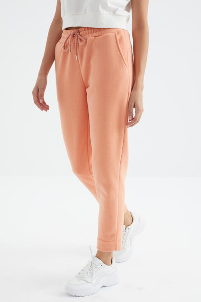 Melon Inner Rise Waist Comfort Fit Wide Leg Pocketed Women's Fleece Tracksuit Bottom - 94623