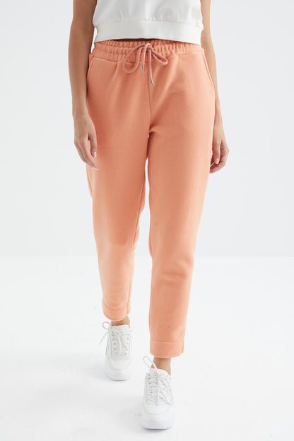 Melon Inner Rise Waist Comfort Fit Wide Leg Pocketed Women's Fleece Tracksuit Bottom - 94623