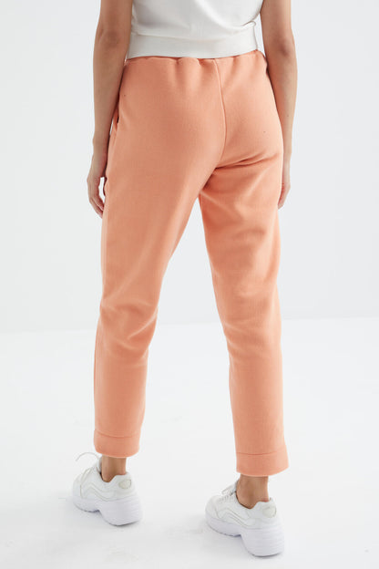 Melon Inner Rise Waist Comfort Fit Wide Leg Pocketed Women's Fleece Tracksuit Bottom - 94623