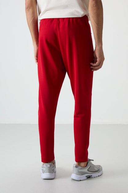 Red Scuba Fabric Men's Tracksuit Bottom - 84950
