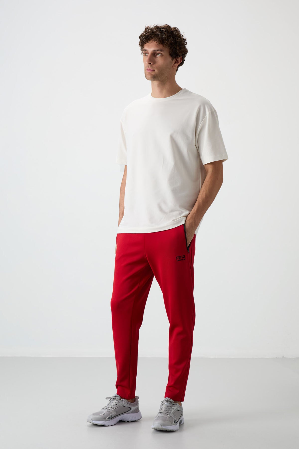Red Scuba Fabric Men's Tracksuit Bottom - 84950
