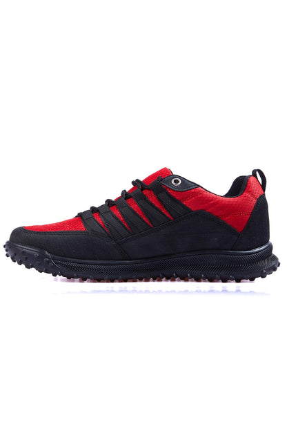 Red Laced Detailed PU Leather Men's Sports Shoes - 89114