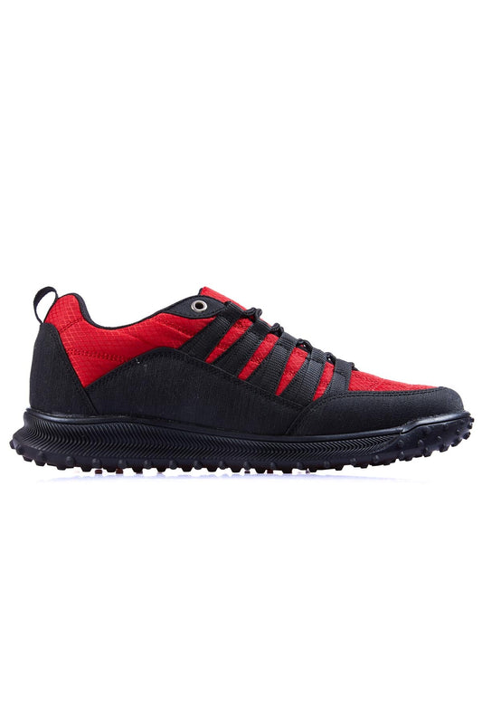 Red Laced Detailed PU Leather Men's Sports Shoes - 89114