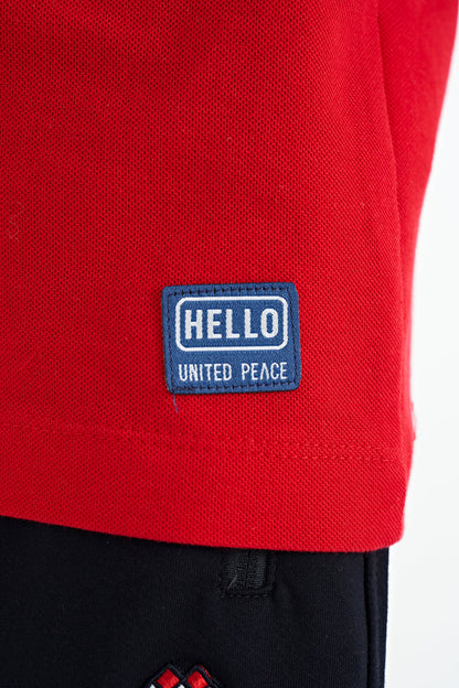 Red Print Detailed O Collar Standard Fit Boys T-Shirt - 11145