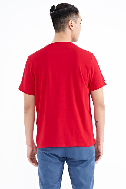 Red Printed O Collar Standard Fit Men's T-shirt - 88212
