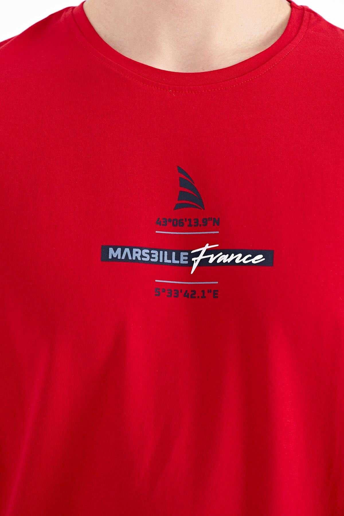 Red Printed O Collar Standard Fit Men's T-shirt - 88212