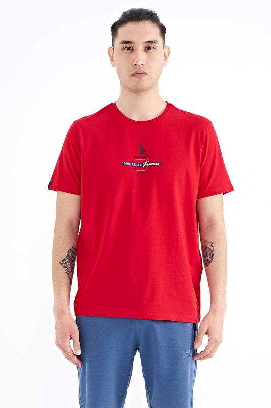 Red Printed O Collar Standard Fit Men's T-shirt - 88212