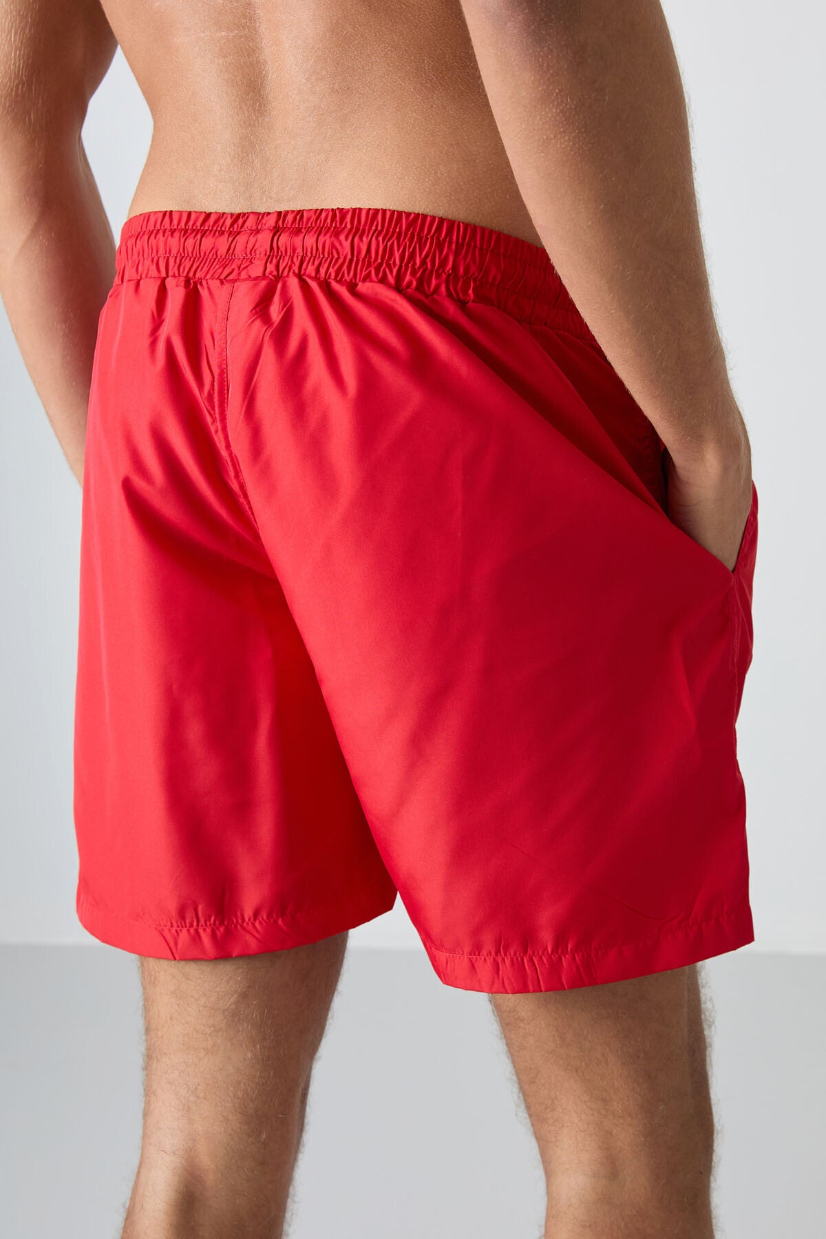 Red Fast-Drying Standard Fit Men's Swim Shorts - 81237