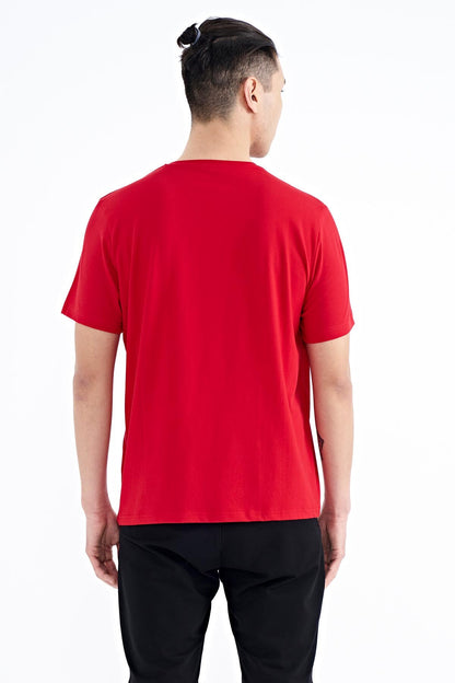 Red Pattern Printed Standard Fit Men's T-Shirt - 88231