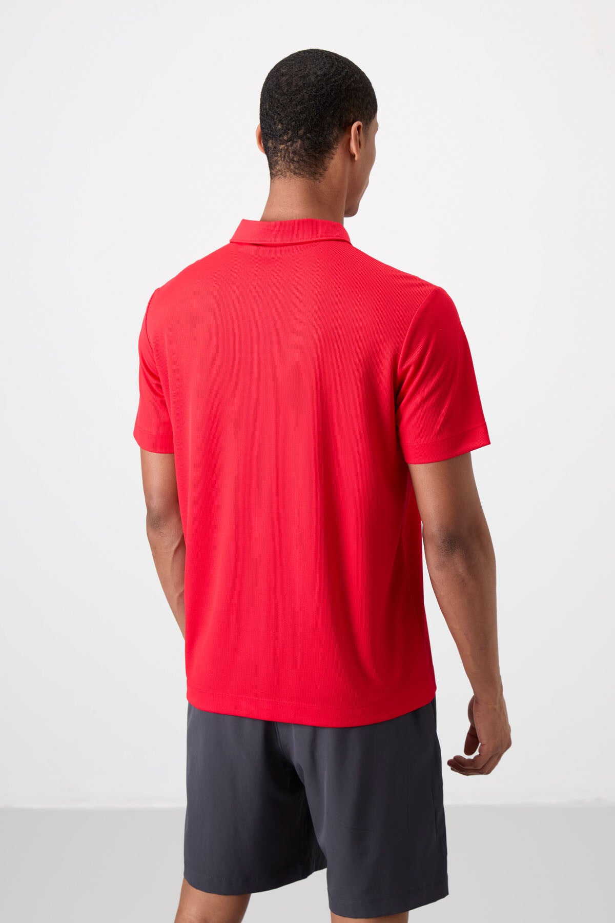 Red Logo Printed Standard Fit Polo Collar Active Sport Men's T-Shirt - 88252