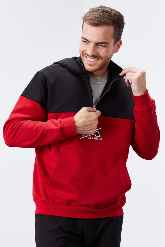Red Men's Half-Zip Standard Fit Hooded Sweatshirt - 88033