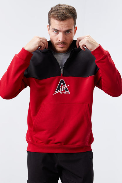 Red Men's Half-Zip Standard Fit Hooded Sweatshirt - 88033