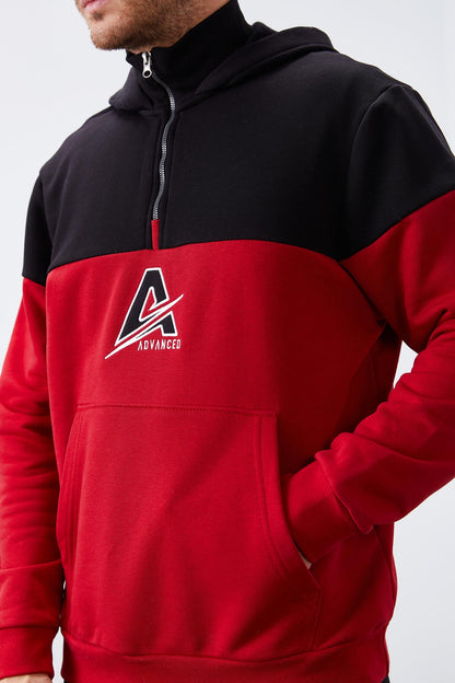 Red Men's Half-Zip Standard Fit Hooded Sweatshirt - 88033