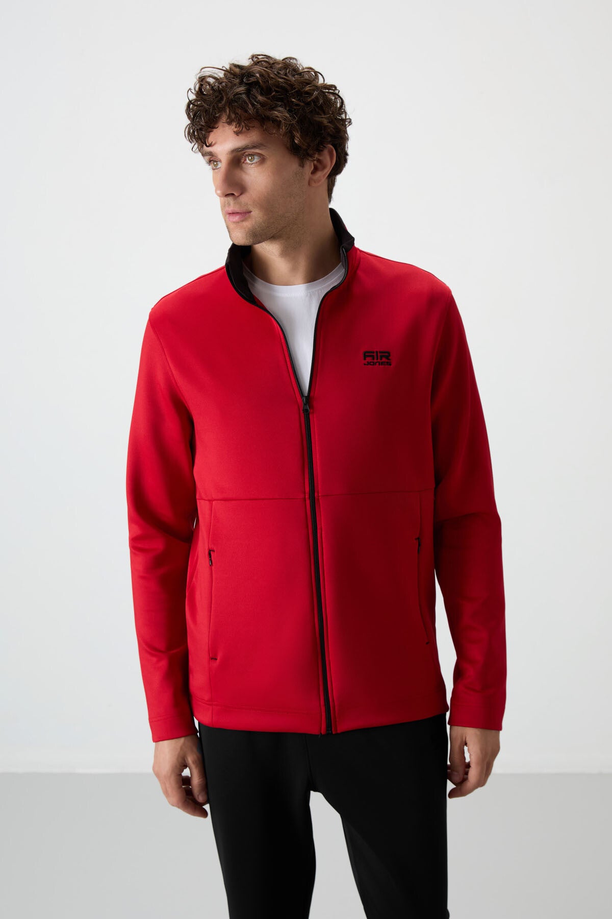 Navy Blue - Black Scuba Fabric Men's Tracksuit Set - 85199