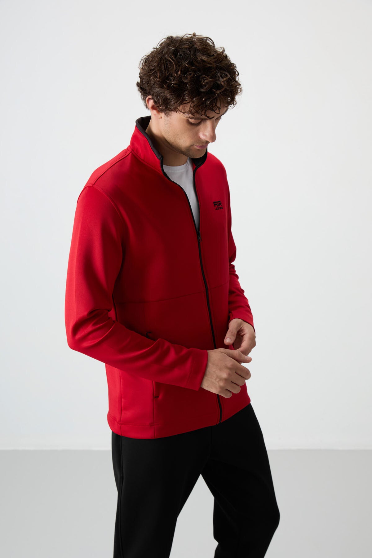 Navy Blue - Black Scuba Fabric Men's Tracksuit Set - 85199