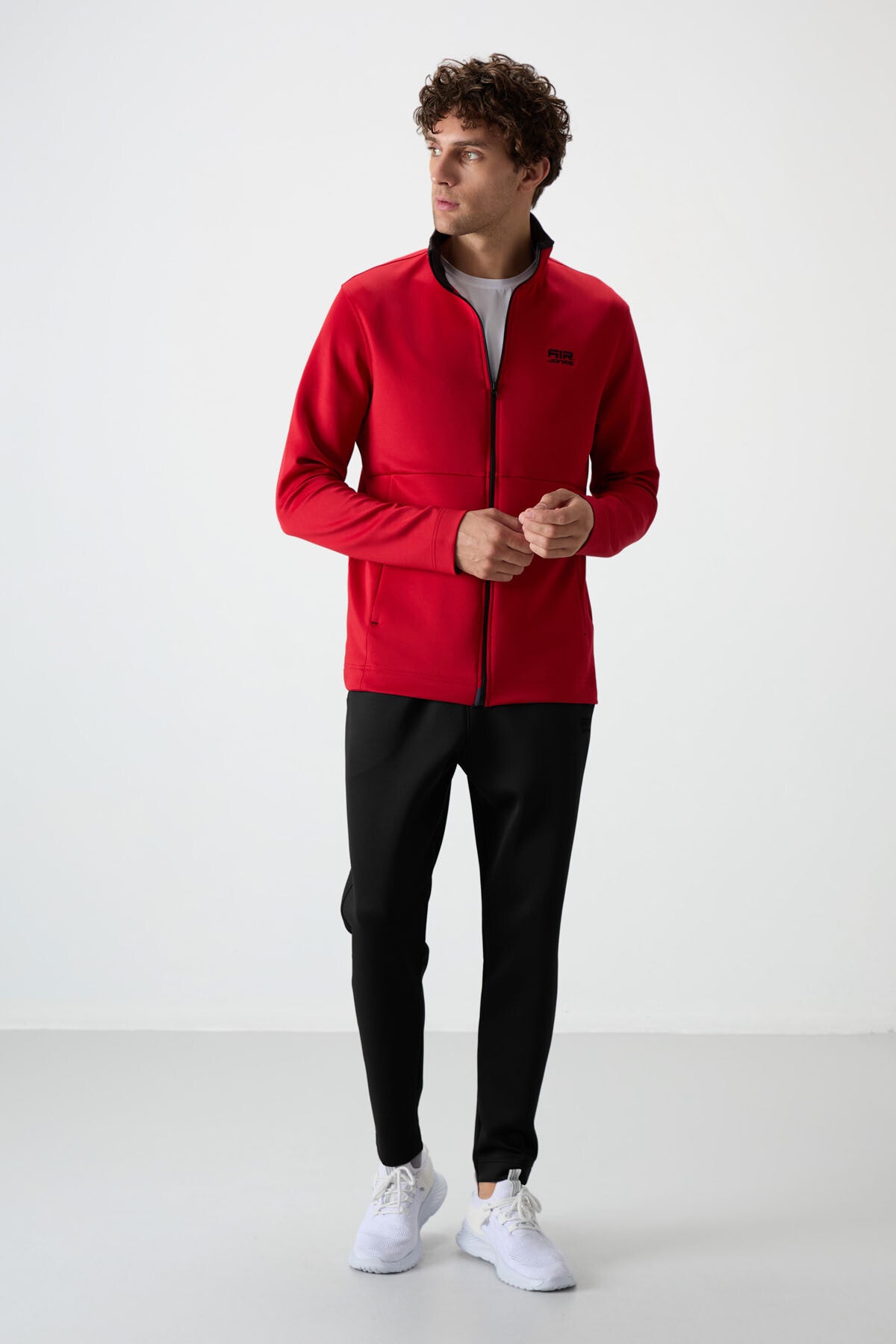 Navy Blue - Black Scuba Fabric Men's Tracksuit Set - 85199