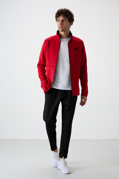 Navy Blue - Black Scuba Fabric Men's Tracksuit Set - 85199