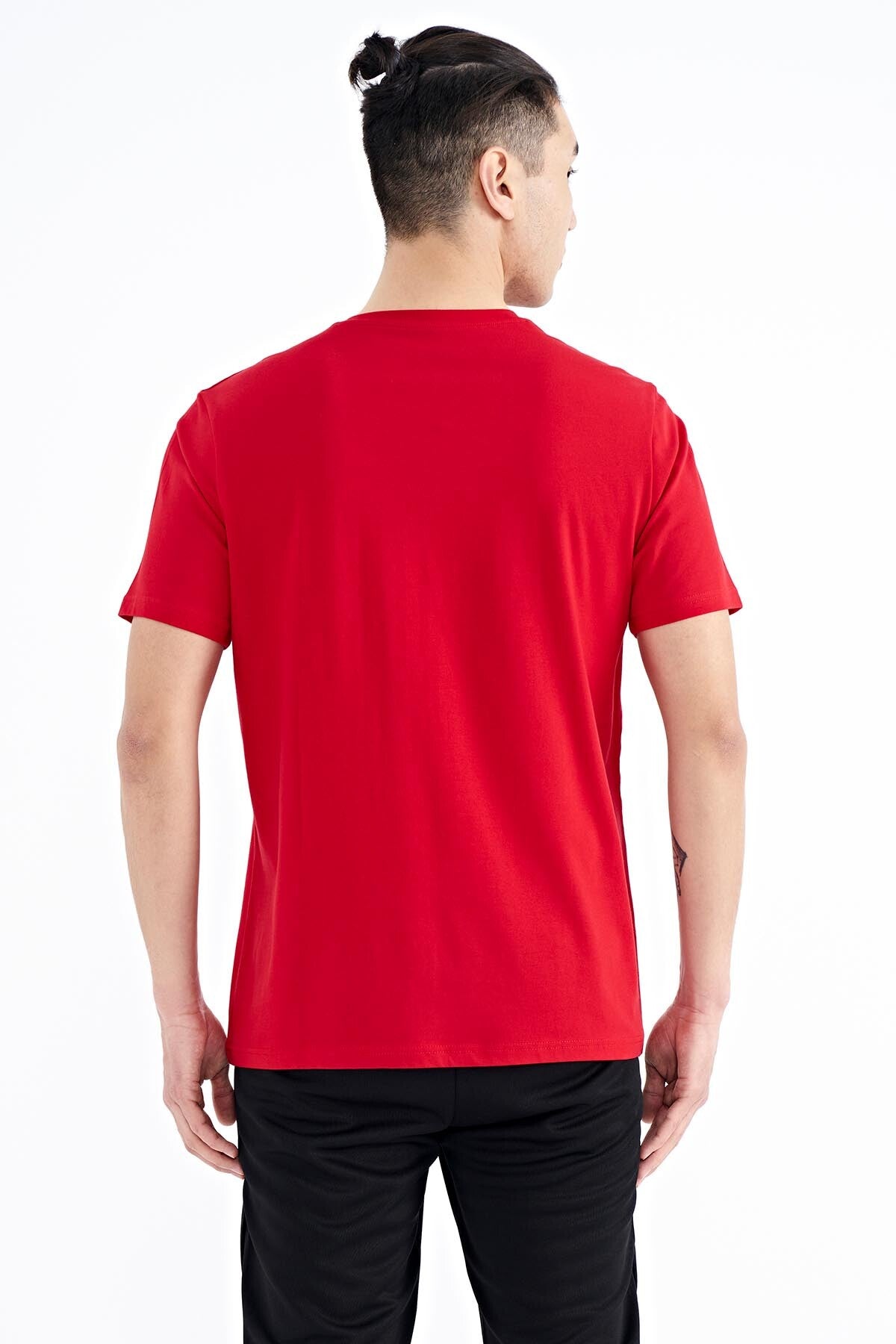 Red Slogan Printed O Collar Standard Cut Men's T-shirt - 88190