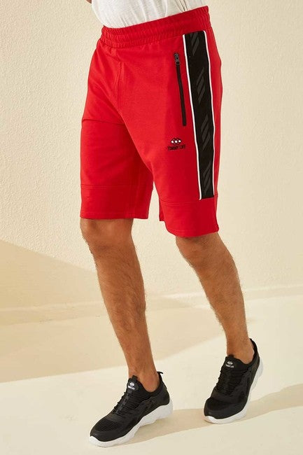 Red Side Striped Standard Fit Men's Shorts - 81148