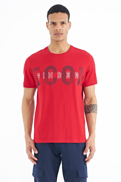 Red Print Detailed O Collar Standard Fit Men's T-Shirt - 88187
