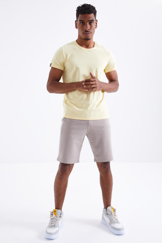 Dark Beige Laced Standard Fit Basic Men's Shorts - 81212