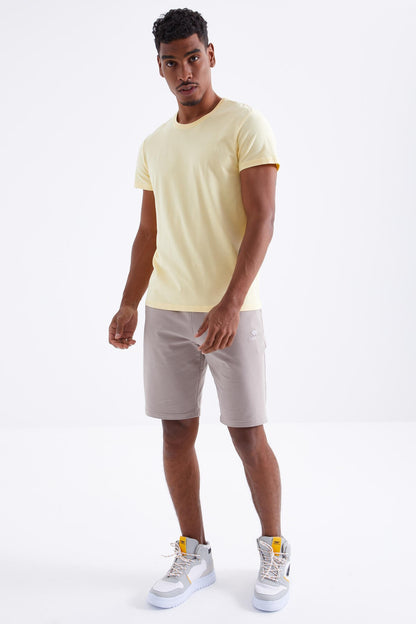 Dark Beige Laced Standard Fit Basic Men's Shorts - 81212