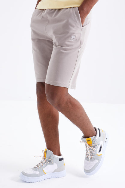 Dark Beige Laced Standard Fit Basic Men's Shorts - 81212
