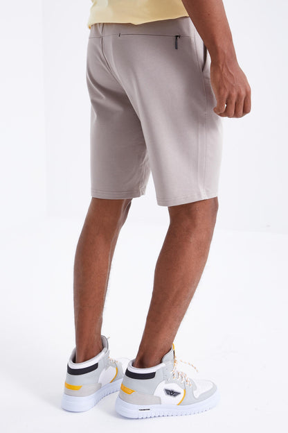 Dark Beige Laced Standard Fit Basic Men's Shorts - 81212