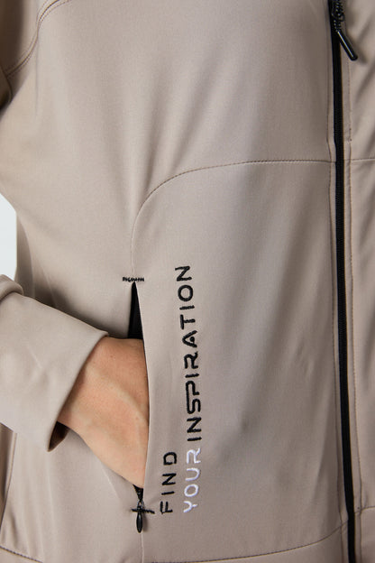 Dark Beige Hooded Hidden Pocket Detailed Standard Cut Women's Tracksuit Set - 95306