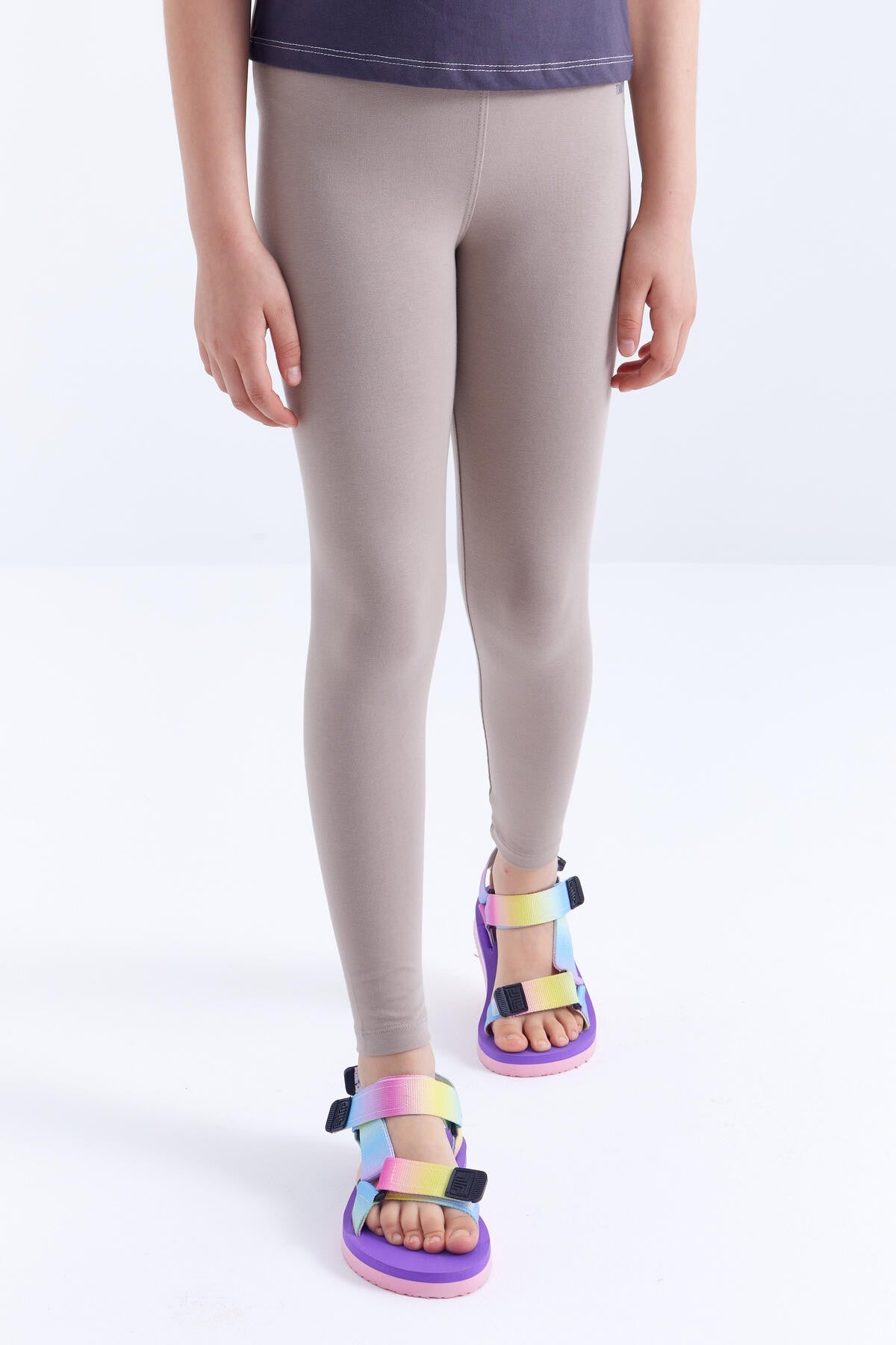 Dark Beige High Waist Slim Leg Girls' Tights - 75047