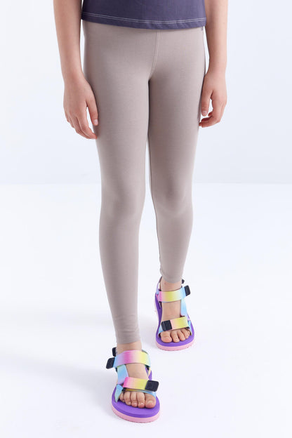 Dark Beige High Waist Slim Leg Girls' Tights - 75047