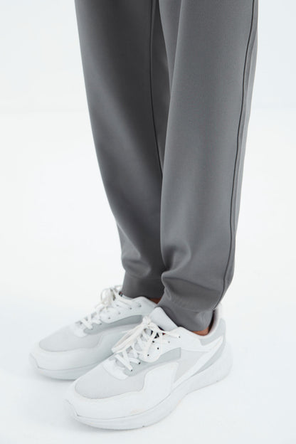Dark Grey Laced Pocket Detailed Relax Fit Men's Tracksuit Bottom - 84993