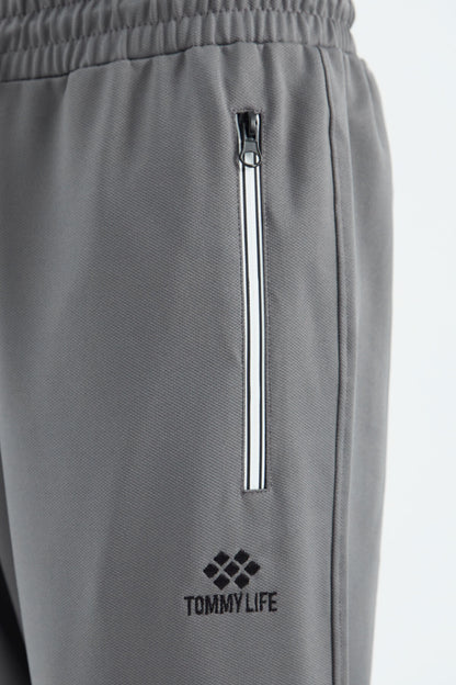 Dark Grey Laced Pocket Detailed Relax Fit Men's Tracksuit Bottom - 84993