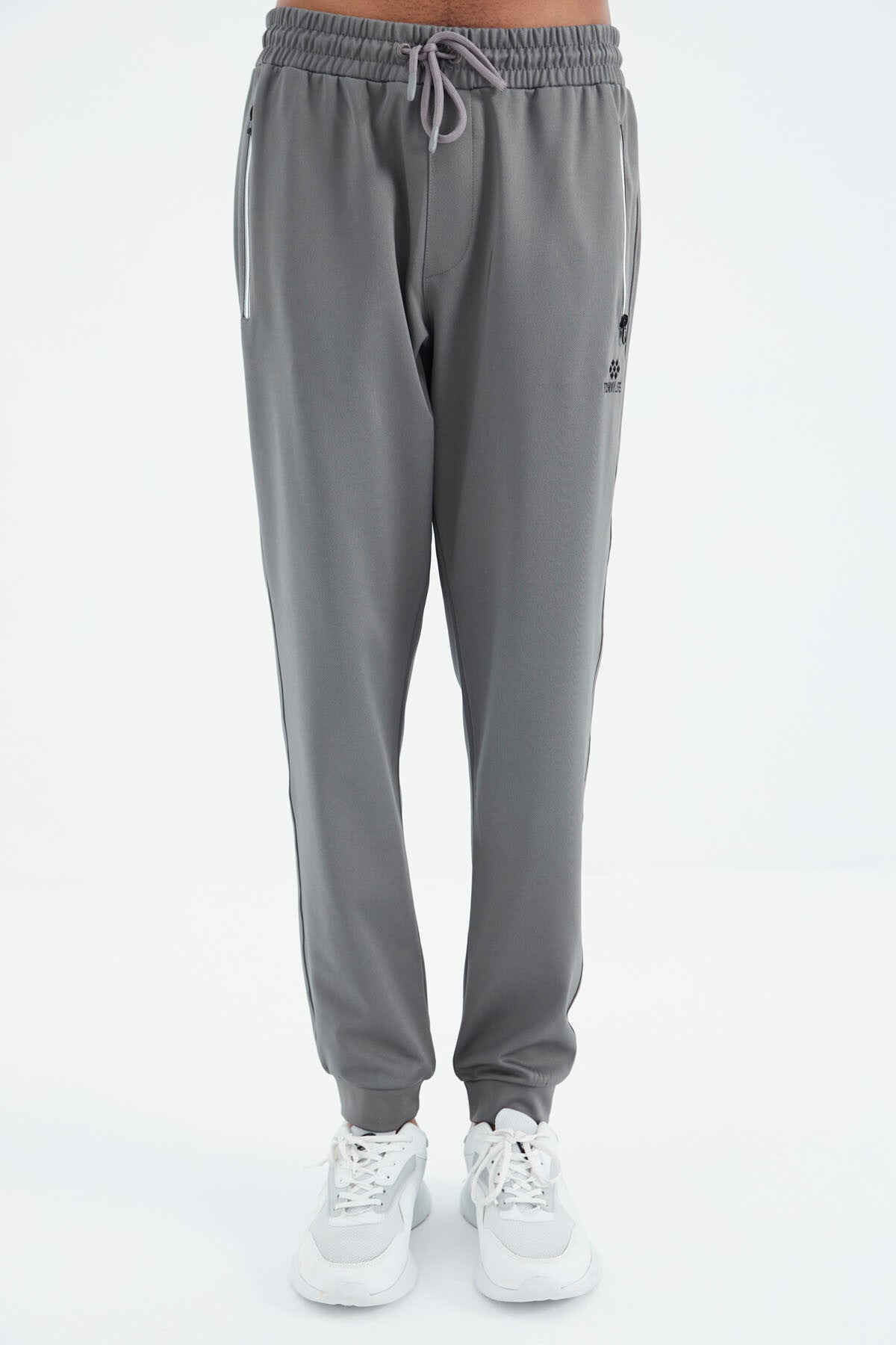 Dark Grey Laced Pocket Detailed Relax Fit Men's Tracksuit Bottom - 84993