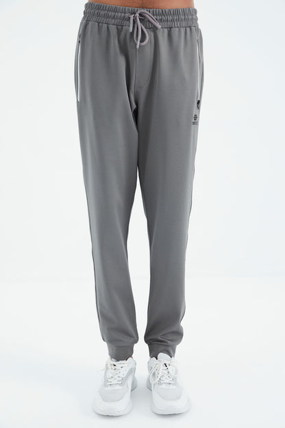 Dark Grey Laced Pocket Detailed Relax Fit Men's Tracksuit Bottom - 84993