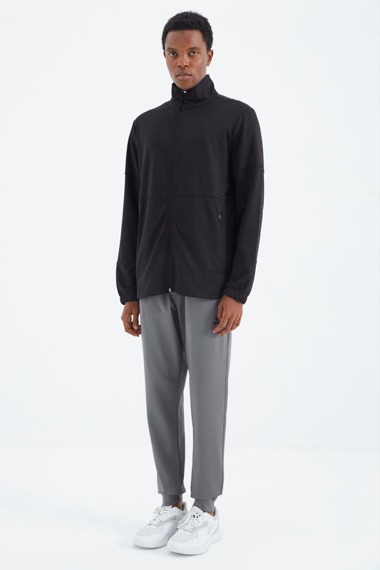 Dark Grey Laced Pocket Detailed Relax Fit Men's Tracksuit Bottom - 84993