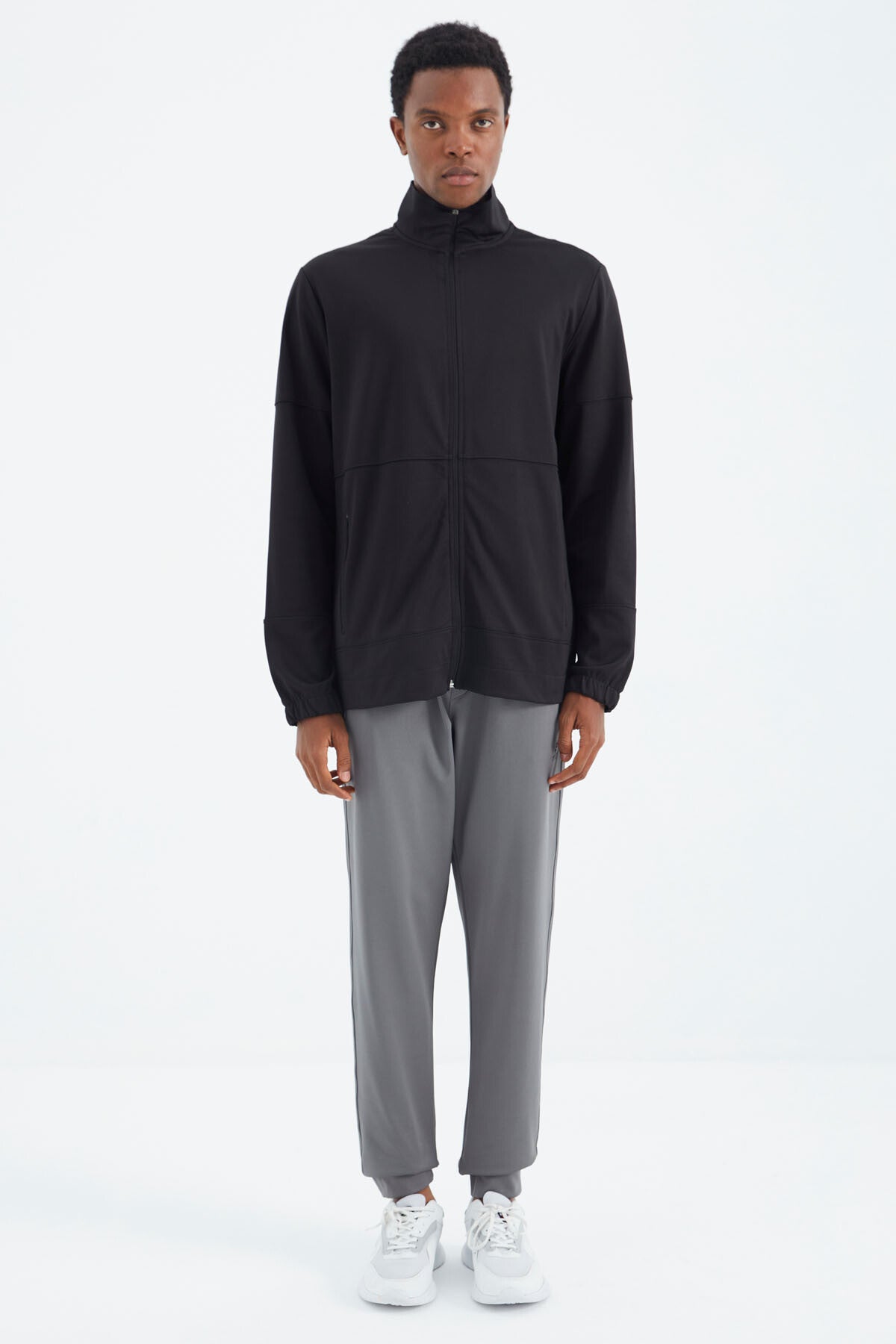 Dark Grey Laced Pocket Detailed Relax Fit Men's Tracksuit Bottom - 84993