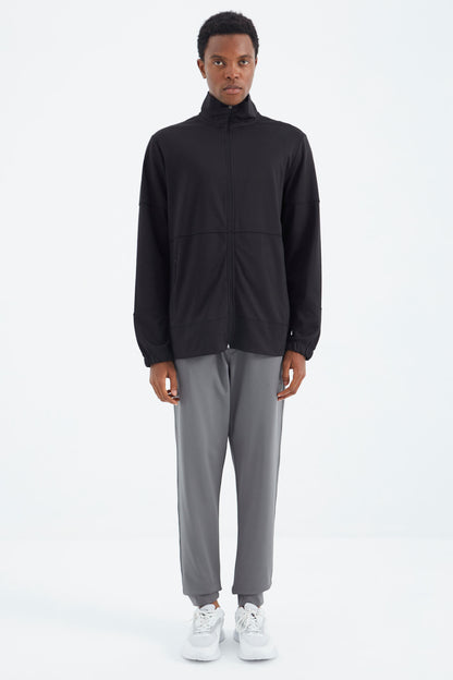 Dark Grey Laced Pocket Detailed Relax Fit Men's Tracksuit Bottom - 84993
